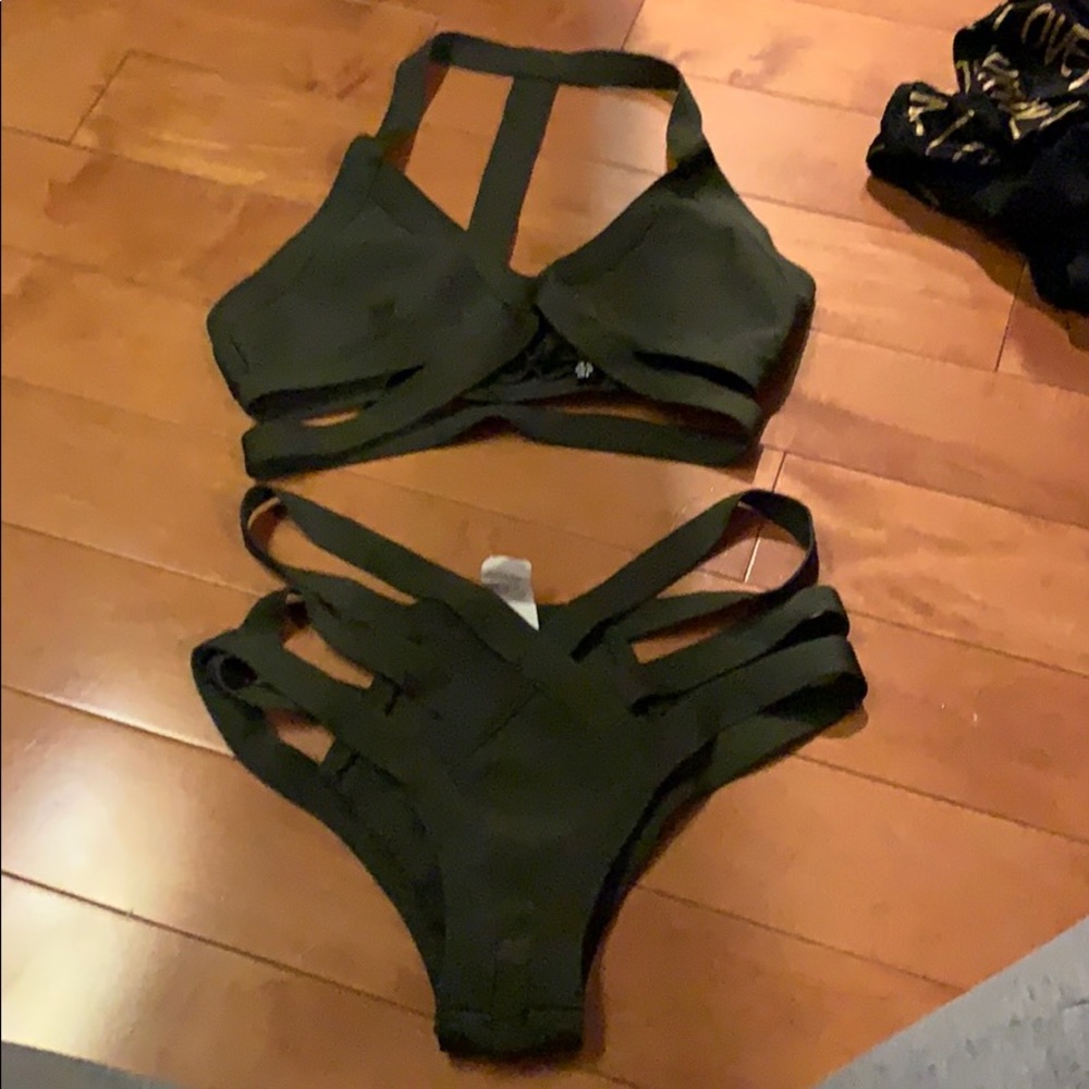 Army green bikini worn once